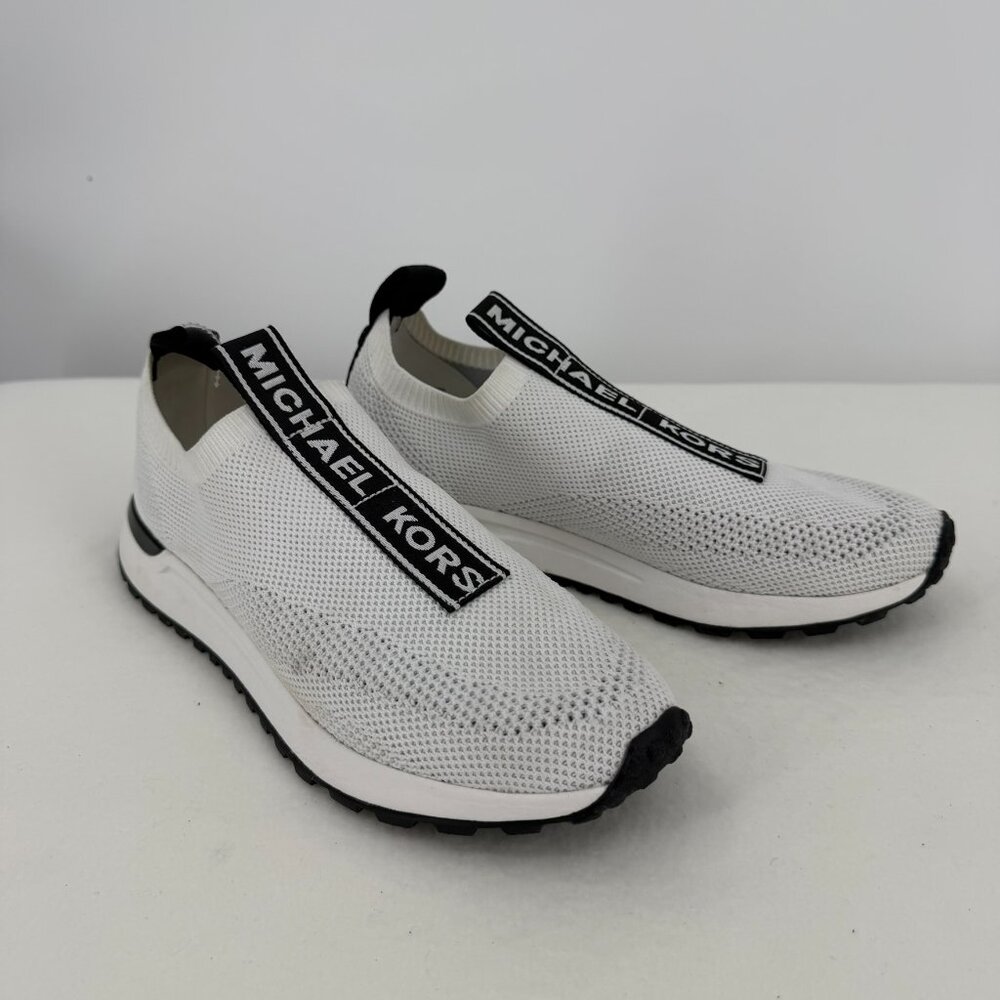 Michael Michael Kors Bodie Logo Tape Mesh Slip-On Trainers - White/Black - 7.5M - Picture 5 of 11
